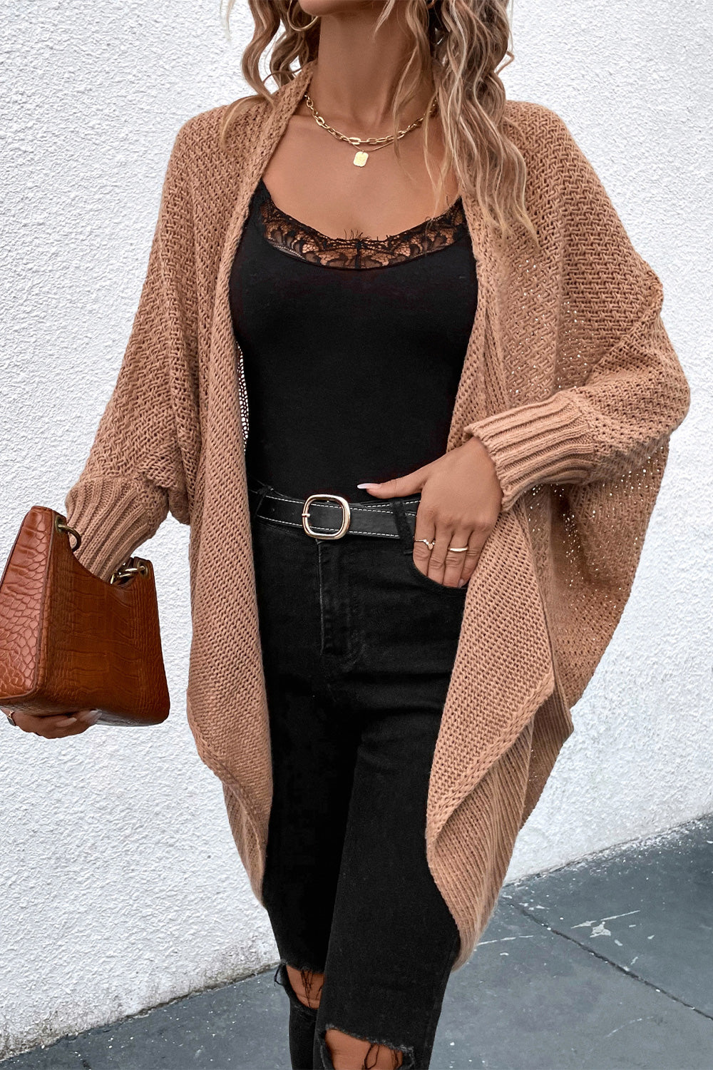 Open Front Dolman Sleeve Cardigan